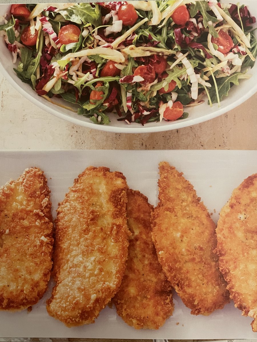 Parmesan Chicken With Warm Arugula, Radicchio, And Fennel Salad