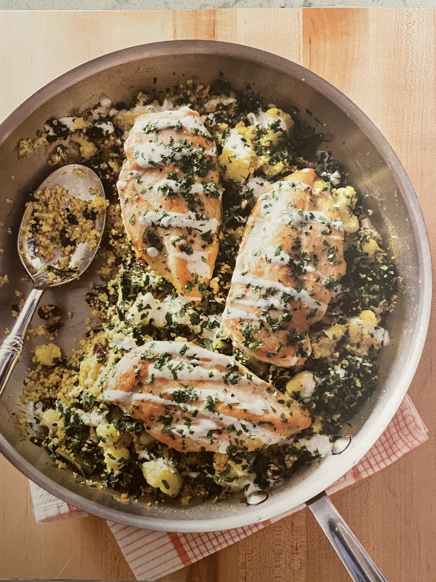 Curried Vegetable Couscous And Chicken With Lime-yogurt Sauce