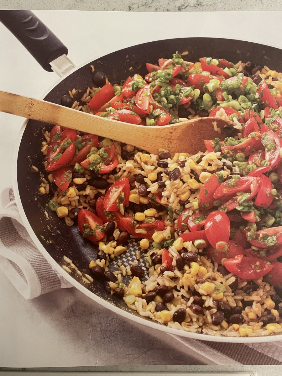 Brown Rice And Beans With Corn And Cherry Tomato Salsa