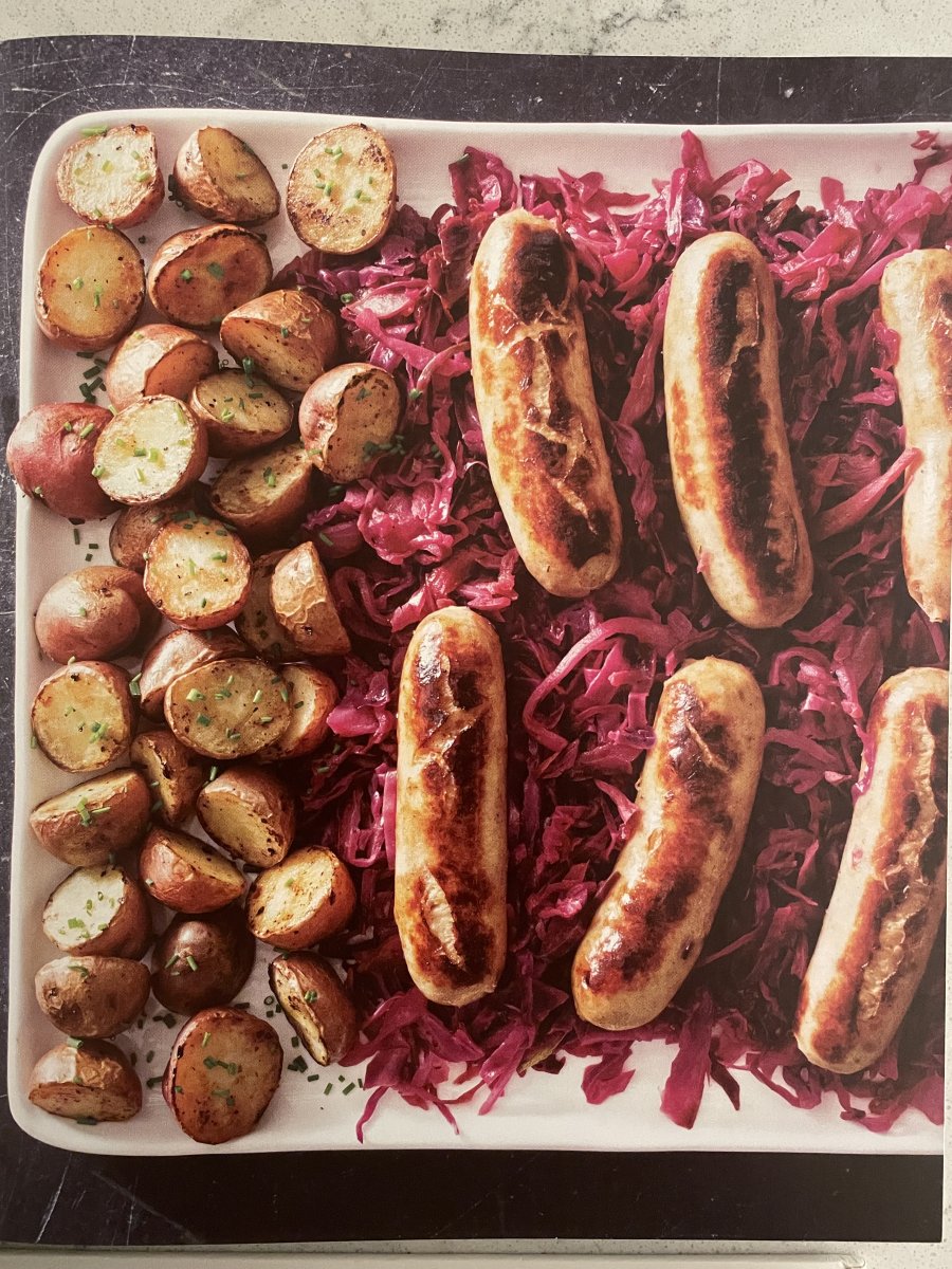 Chicken Sausage With Braised Red Cabbage And Potatoes
